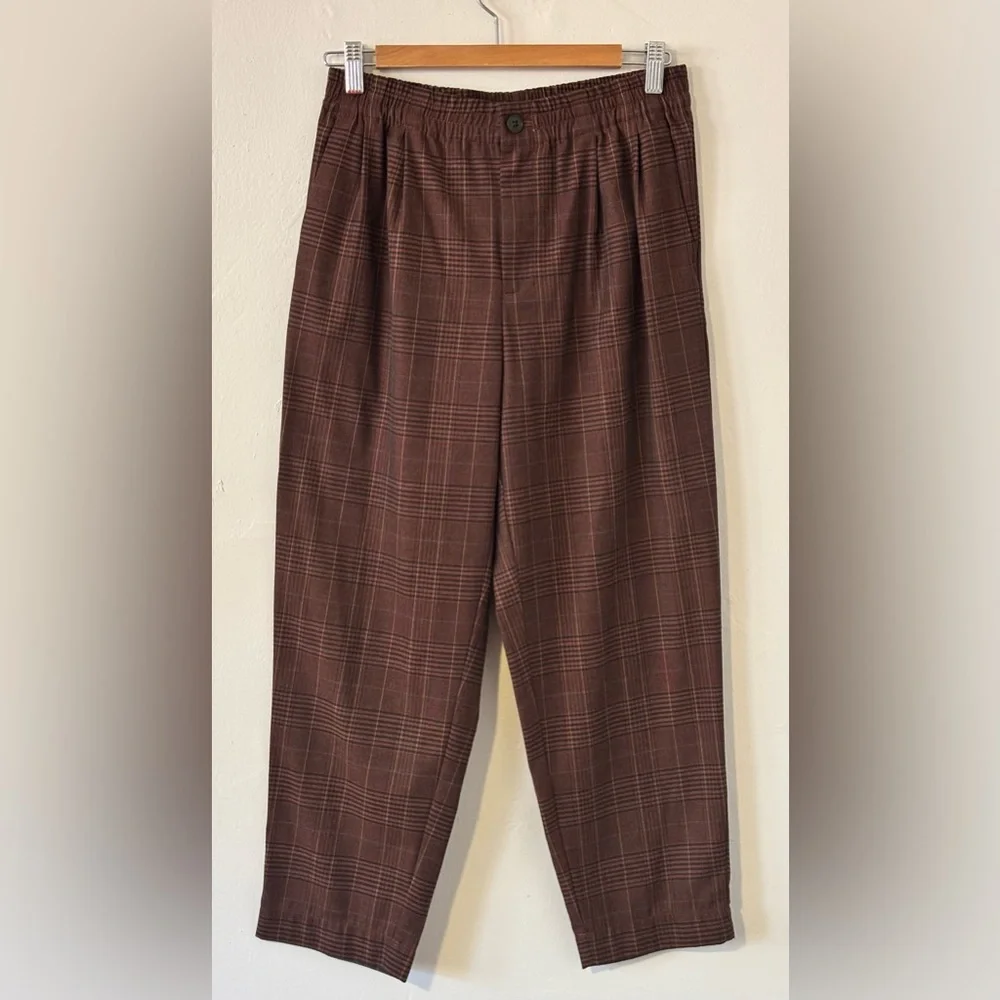 🌸 Madewell Women’s Small Brown Plaid Flannel Track Trouser Pants
